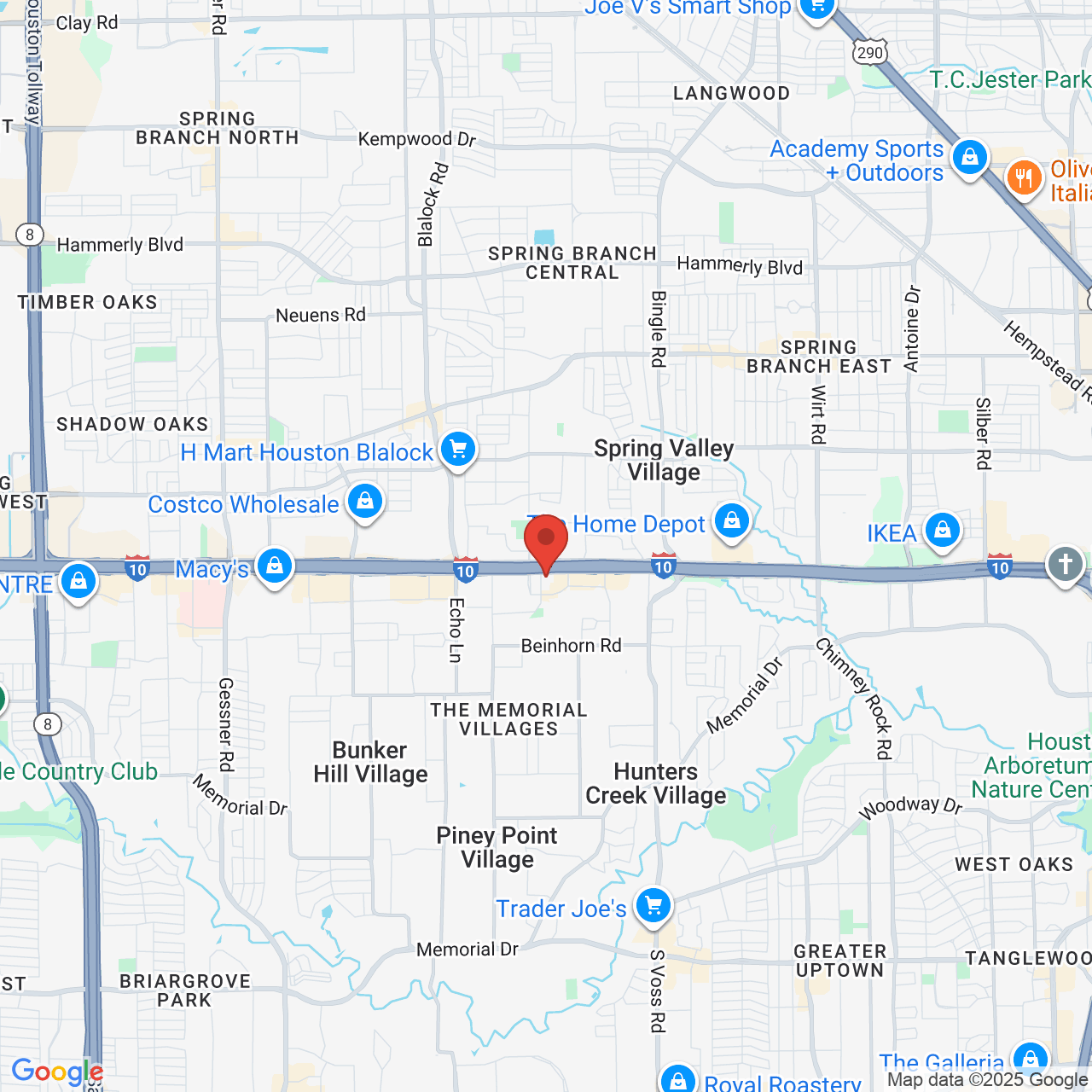 Google map image of our location in 9055 Katy Fwy Houston, TX